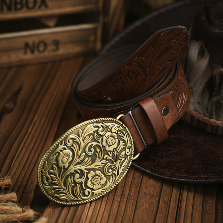 Kalsten | Men's belt in Western style – Vegan leather belt with robust metal buckle