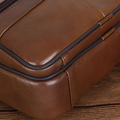Skanto | Men's Leather Shoulder Bag – Spacious Cowhide Bag with Adjustable Strap