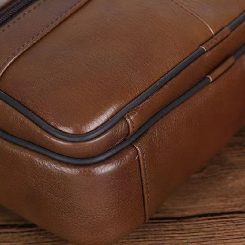Leather Men's Shoulder Bag – Spacious Cowhide Bag with Adjustable Strap | Kalsten