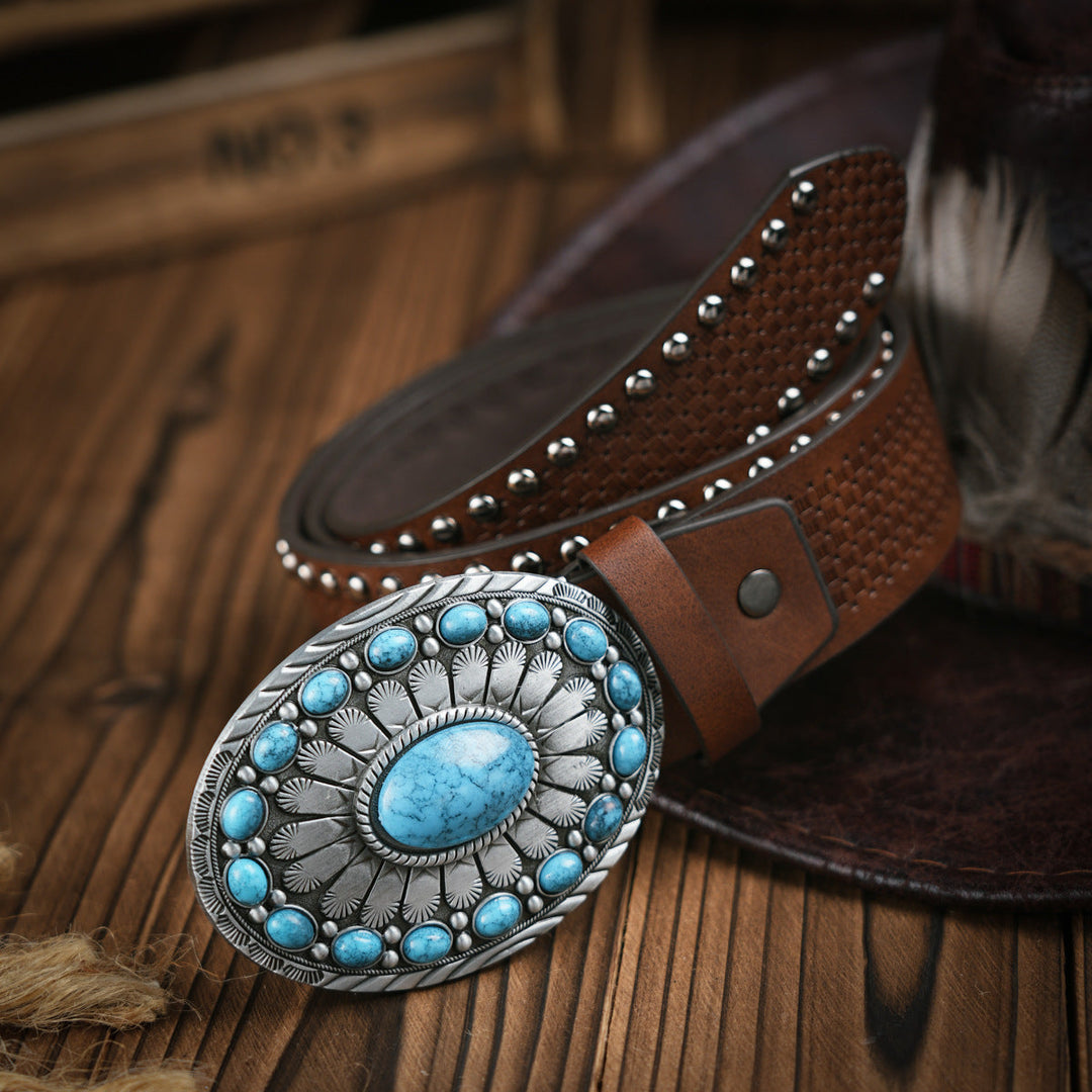 Kalsten | Men's belt in Western style – Vegan leather belt with robust metal buckle