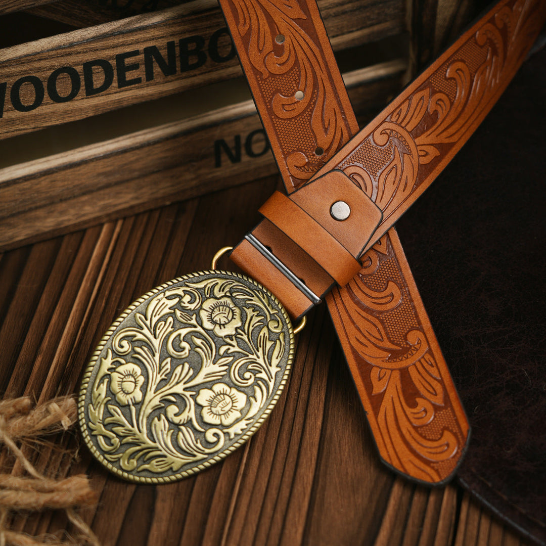 Kalsten | Men's belt in Western style – Vegan leather belt with robust metal buckle