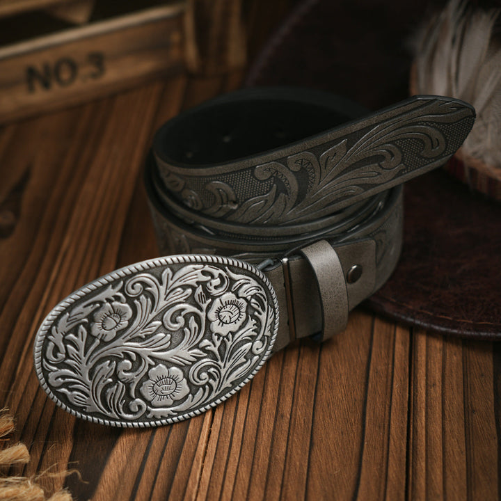 Kalsten | Men's belt in Western style – Vegan leather belt with robust metal buckle