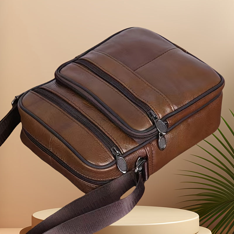 Leather Men's Shoulder Bag – Spacious Cowhide Bag with Adjustable Strap | Kalsten
