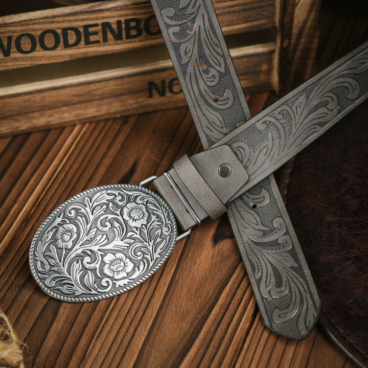 Kalsten | Men's belt in Western style – Vegan leather belt with robust metal buckle