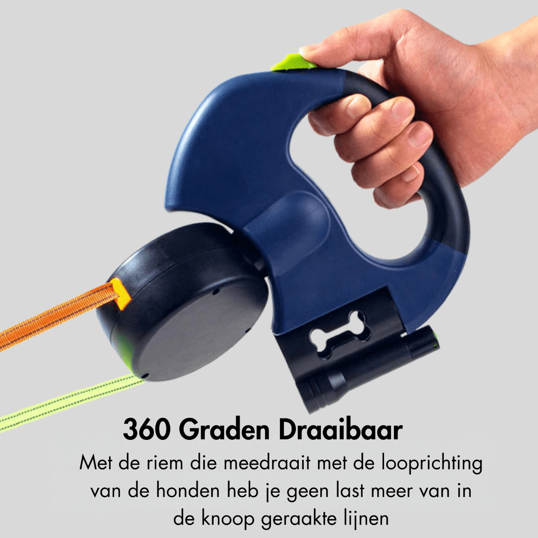 Skanto | DuoLeash Double Dog Leash – Retractable & Tangle-Free with Flashlight