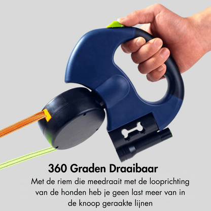 BowLift | DuoLeash Double Dog Leash – Retractable & Knot-free With Flashlight