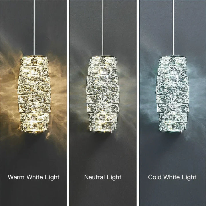 Pendant Light Crystal Stacked Glass 9.8 in LED Kitchen Island Dining Room Hanging Ceiling Fixture Modern Contemporary | Kalsten