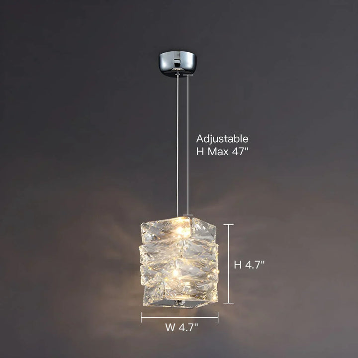 Pendant Light Crystal Stacked Glass 9.8 in LED Kitchen Island Dining Room Hanging Ceiling Fixture Modern Contemporary | Kalsten