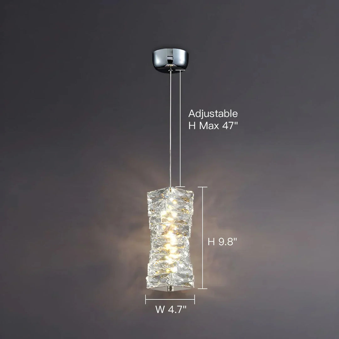 Pendant Light Crystal Stacked Glass 9.8 in LED Kitchen Island Dining Room Hanging Ceiling Fixture Modern Contemporary | Kalsten