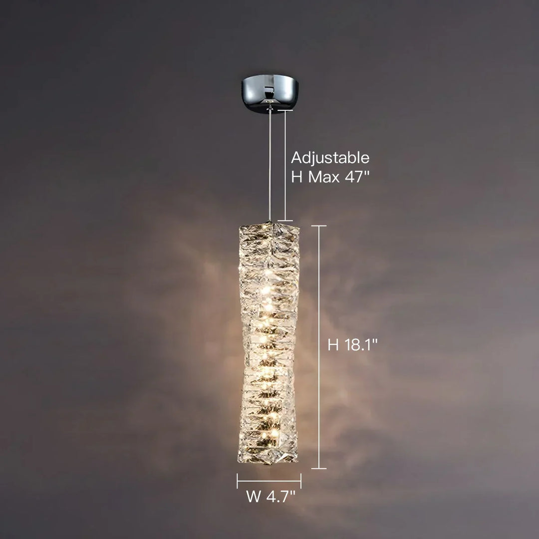 Pendant Light Crystal Stacked Glass 9.8 in LED Kitchen Island Dining Room Hanging Ceiling Fixture Modern Contemporary | Kalsten