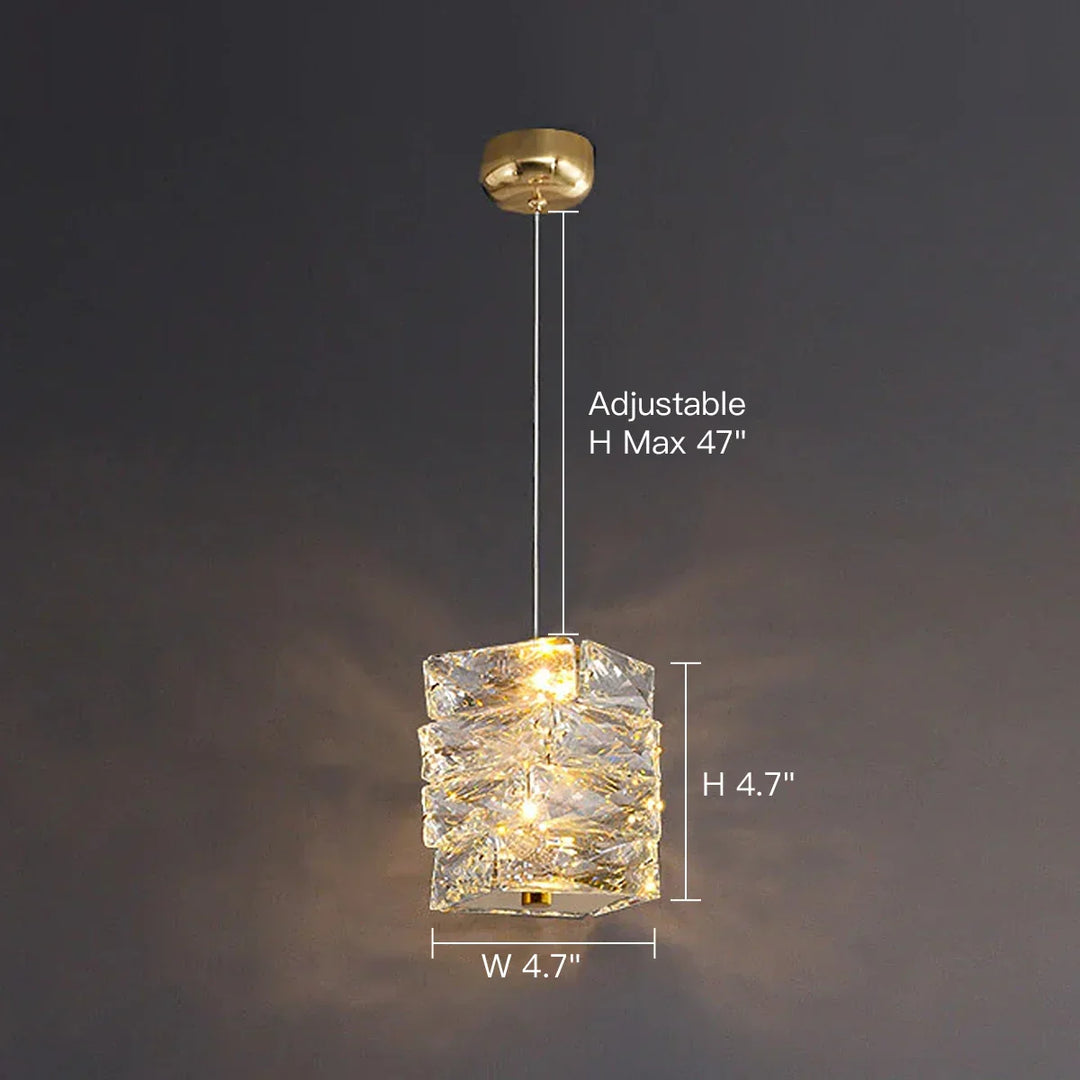 Pendant Light Crystal Stacked Glass 9.8 in LED Kitchen Island Dining Room Hanging Ceiling Fixture Modern Contemporary | Kalsten