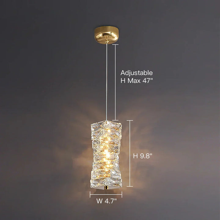 Pendant Light Crystal Stacked Glass 9.8 in LED Kitchen Island Dining Room Hanging Ceiling Fixture Modern Contemporary | Kalsten
