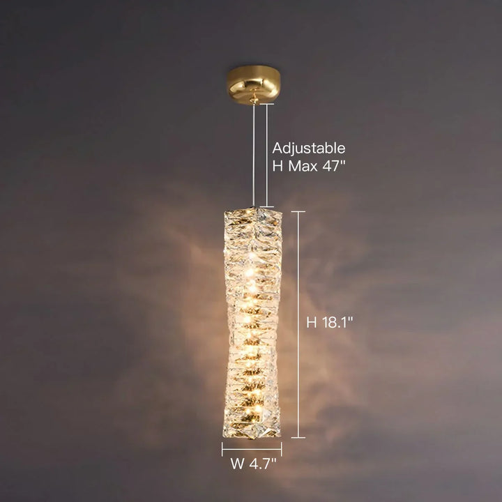 Pendant Light Crystal Stacked Glass 9.8 in LED Kitchen Island Dining Room Hanging Ceiling Fixture Modern Contemporary | Kalsten