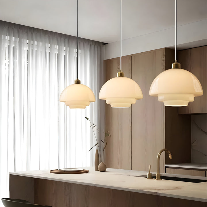 AuraBeam Light – Minimalistic Ivory Colored Glass LED Pendant Lamp | Kalsten