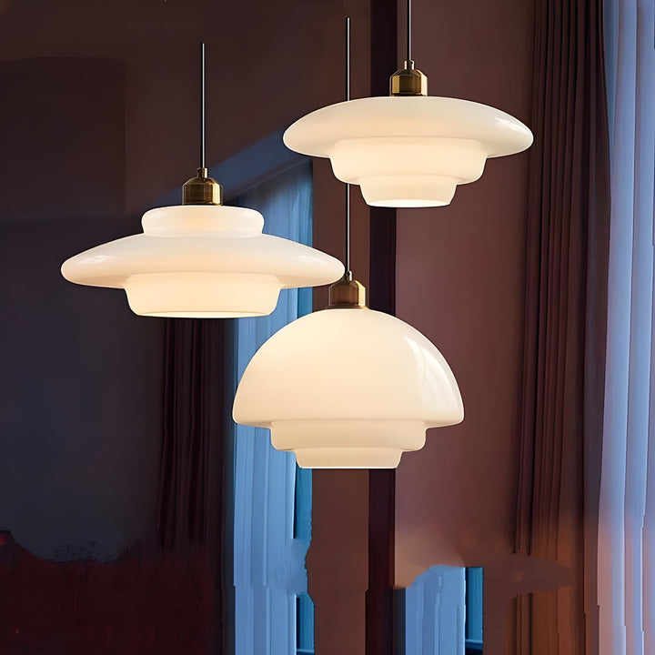 AuraBeam Light – Minimalistic Ivory Colored Glass LED Pendant Lamp | Kalsten