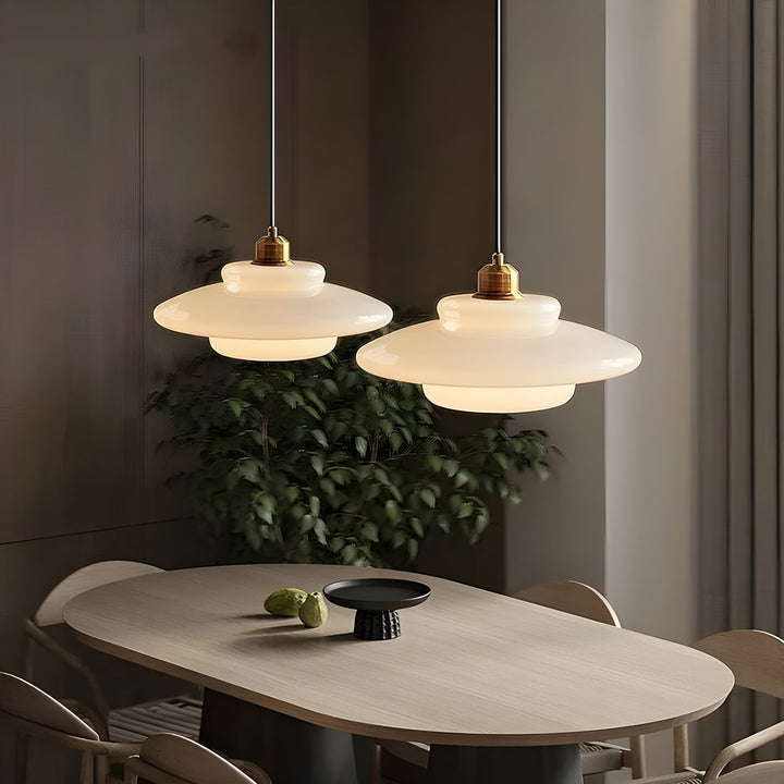 AuraBeam Light – Minimalistic Ivory Colored Glass LED Pendant Lamp | Kalsten