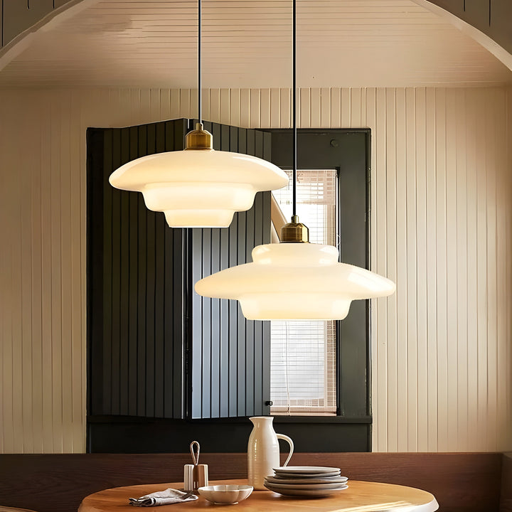 AuraBeam Light – Minimalistic Ivory Colored Glass LED Pendant Lamp | Kalsten