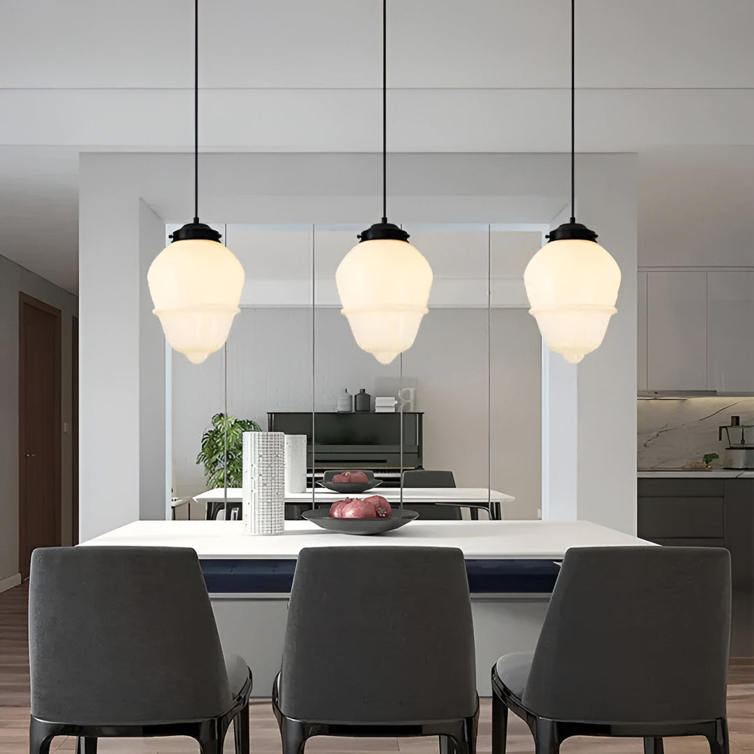 Hanging lamp made of milk glass – Vintage design with geometric glass | Kalsten
