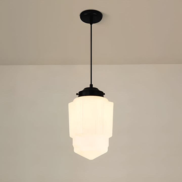 Hanging lamp made of milk glass – Vintage design with geometric glass | Kalsten