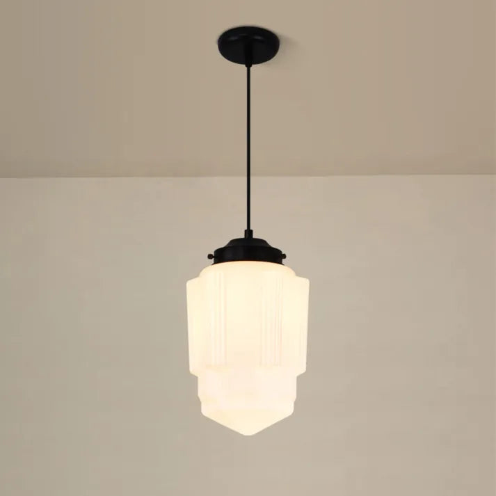 Vintage Geometric Hanging Lamp made of Matte Glass – Retro Pendant Light for Dining Room | Kalsten