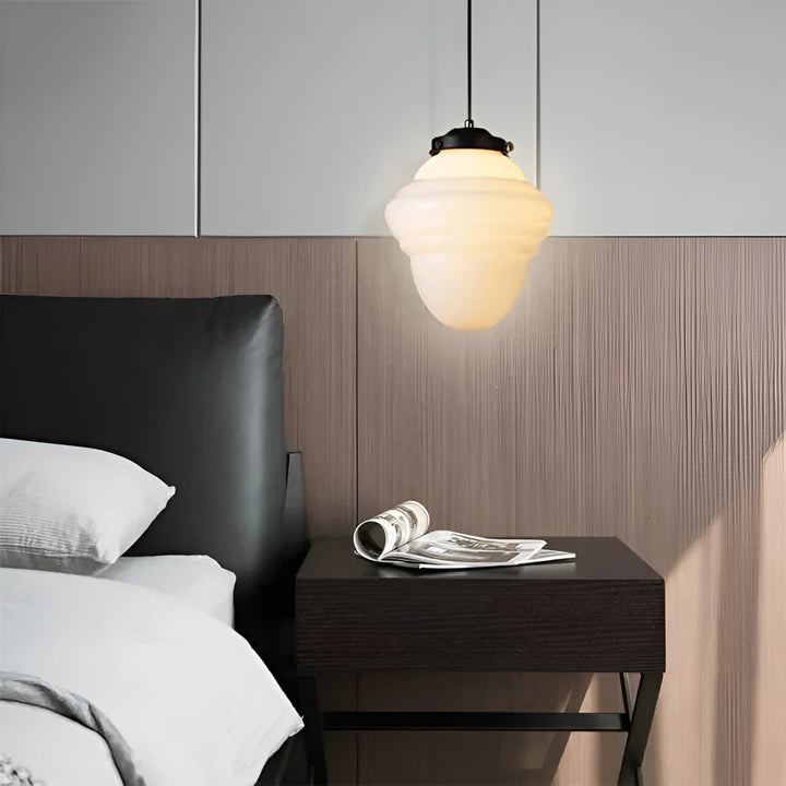 Hanging lamp made of milk glass – Vintage design with geometric glass | Kalsten