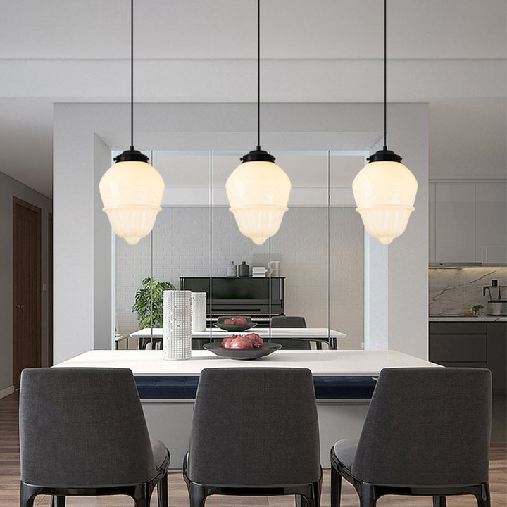 Retro Milk White Glass Geometric Jar Pendant Light | Kalsten
