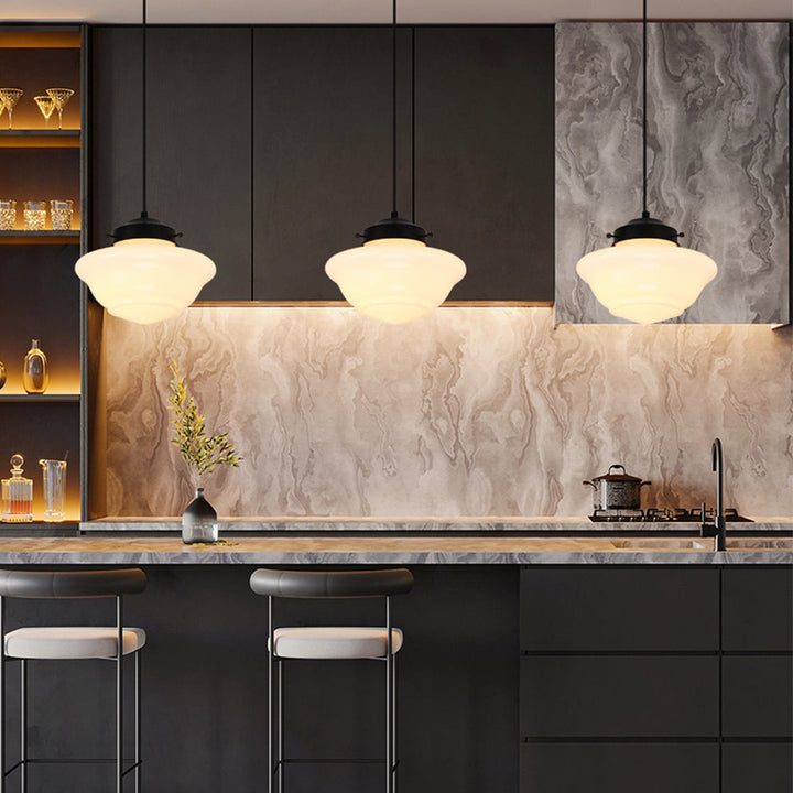 Retro Milk White Glass Geometric Jar Pendant Light | Kalsten