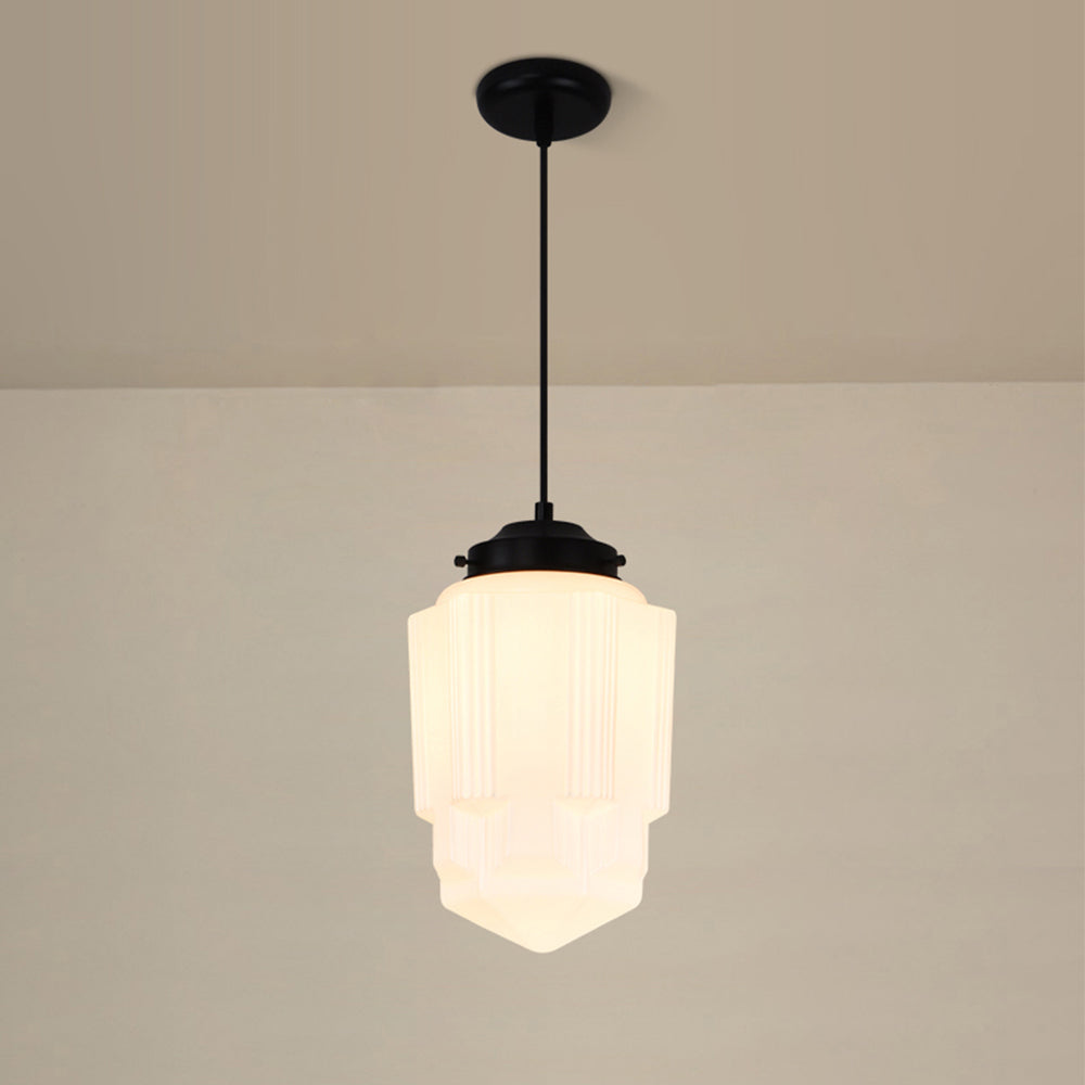 Retro Milk White Glass Geometric Jar Pendant Light | Kalsten