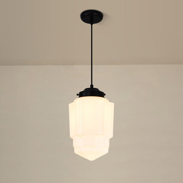 Retro Milk White Glass Geometric Jar Pendant Light | Kalsten