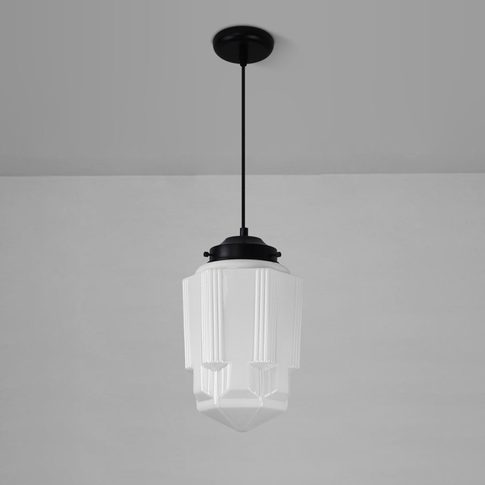 Retro Milk White Glass Geometric Jar Pendant Light | Kalsten