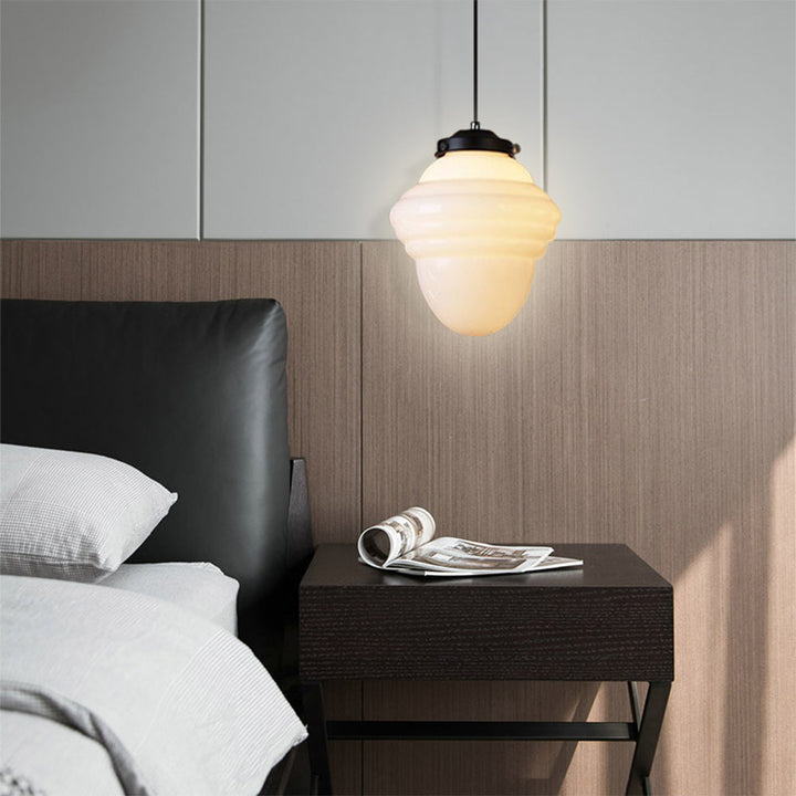 Retro Milk White Glass Geometric Jar Pendant Light | Kalsten
