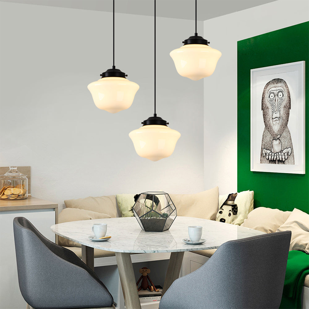 Retro Milk White Glass Geometric Jar Pendant Light | Kalsten