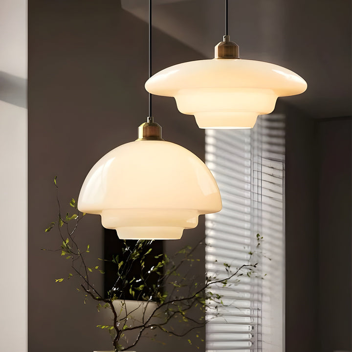 AuraBeam Light – Minimalistic Ivory Colored Glass LED Pendant Lamp | Kalsten