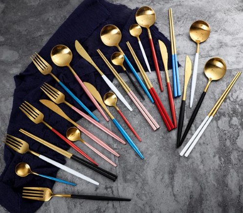 Golden & Silver 24-Piece Cutlery Set for Luxury Dining Kalsten