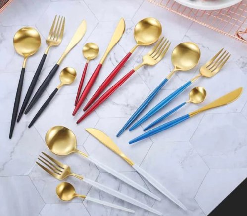 Golden & Silver 24-Piece Cutlery Set for Luxury Dining Kalsten