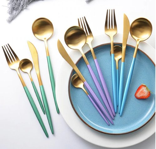 Golden & Silver 24-Piece Cutlery Set for Luxury Dining Kalsten