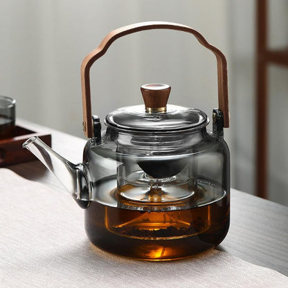 BowLift | Grijzen Teekanne | Wood & Glass, Tea Maker
