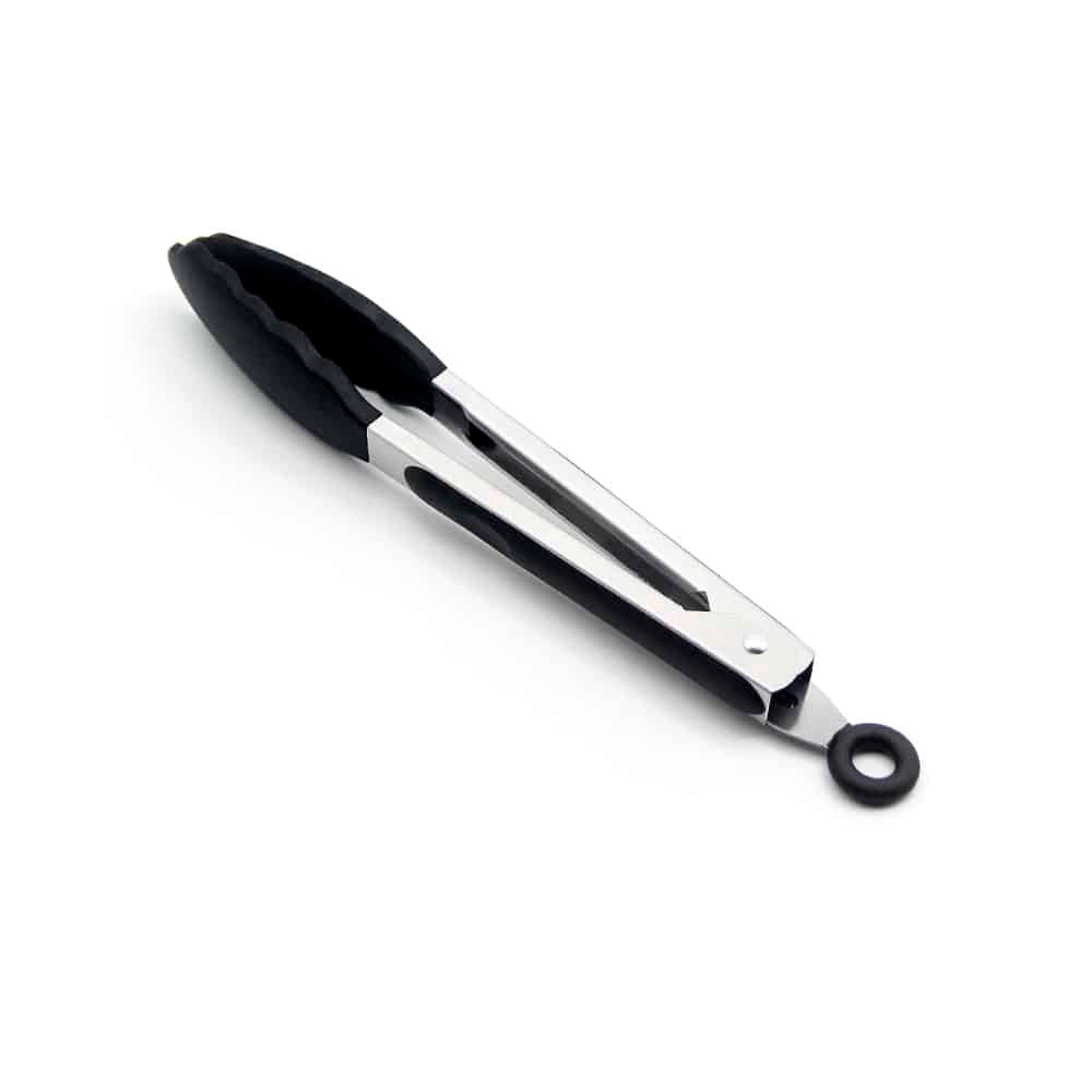 Silicone and stainless steel grill tongs - 23/30 cm - White / Black | Kalsten