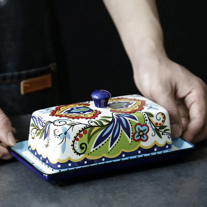 Kalsten | Hand-painted Butter Dish in Tuscan Style - TuscanCharm