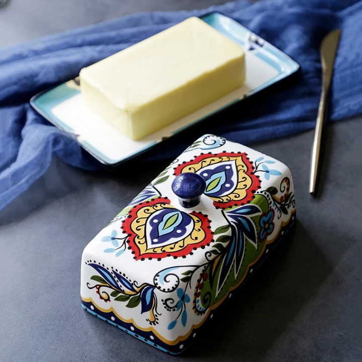 Kalsten | Hand-painted Butter Dish in Tuscan Style - TuscanCharm