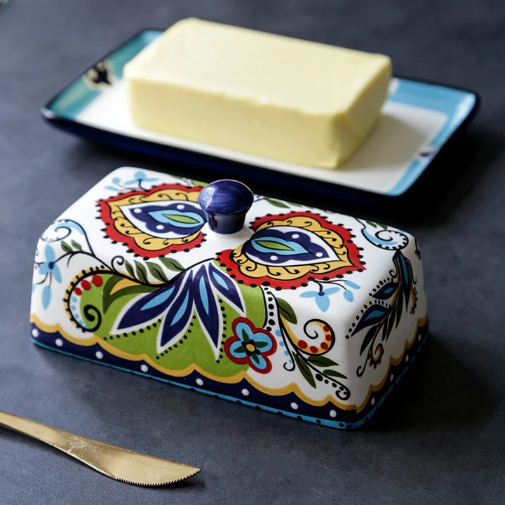 Kalsten | Hand-painted Butter Dish in Tuscan Style - TuscanCharm