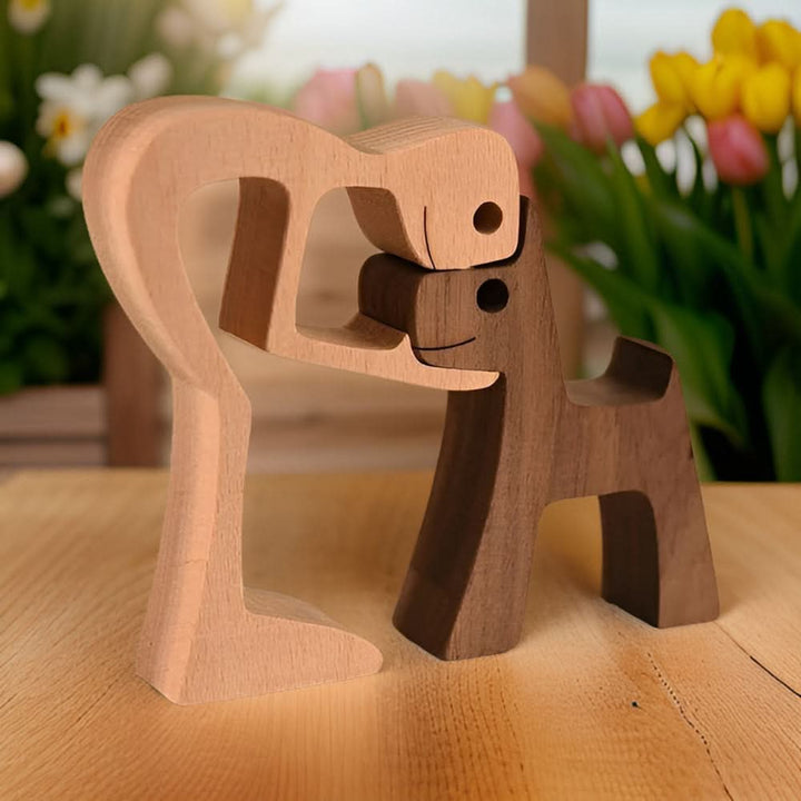 Kalsten | Handcrafted Wood Dog and Human Figurine