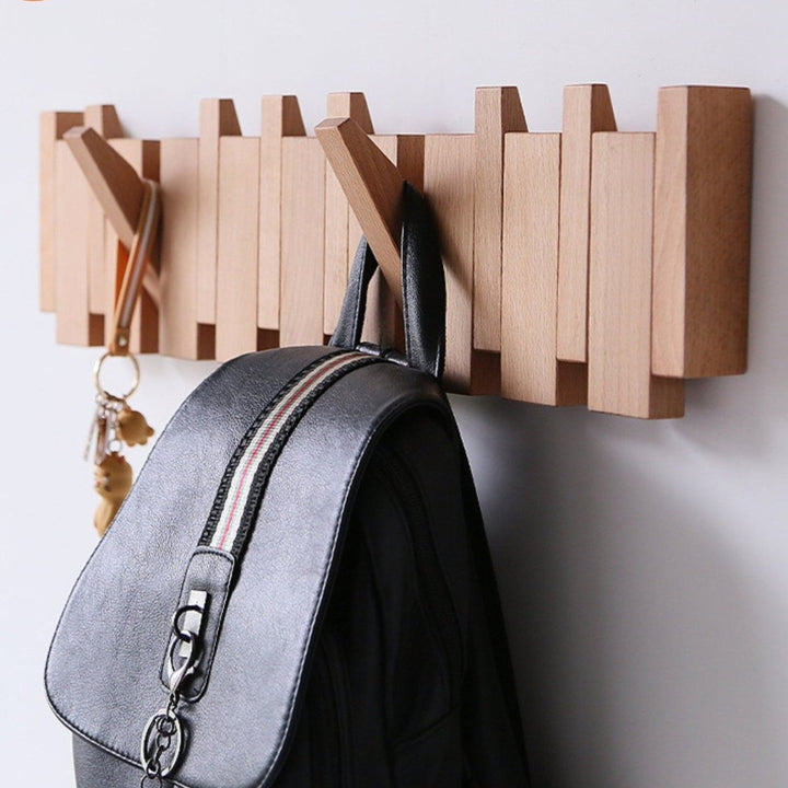 Wooden Piano-Style Wall Coat Rack