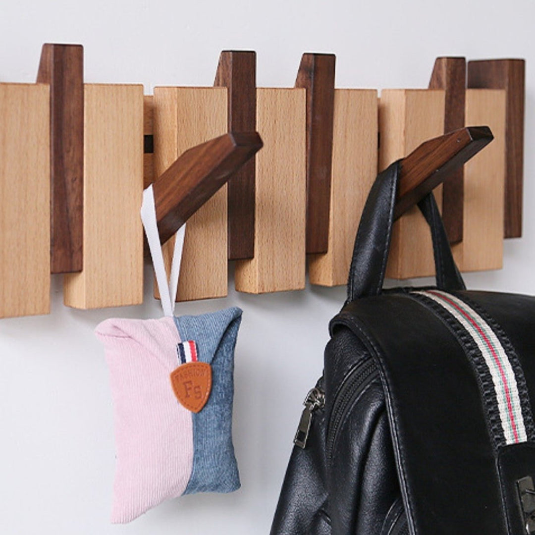 Wooden Piano-Style Wall Coat Rack