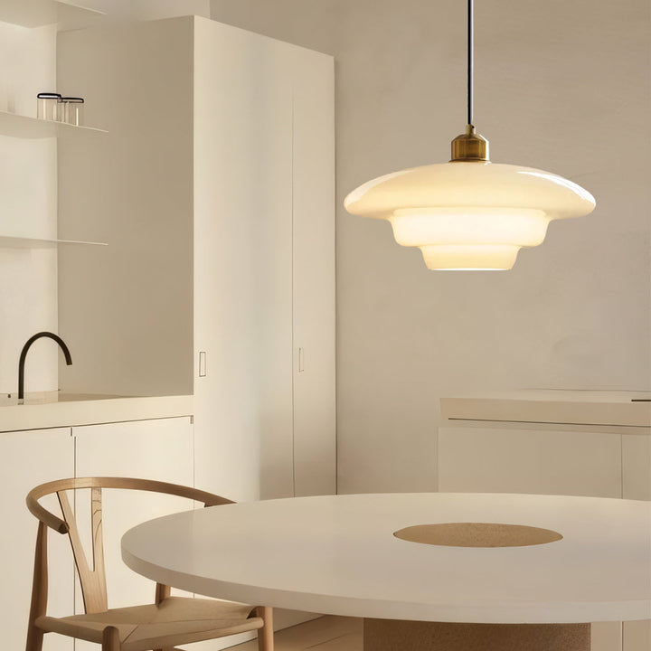 Pendant Light Glass 12.6 in Adjustable Art Deco Dining Room Kitchen Island Hanging Ceiling Lamp | Kalsten