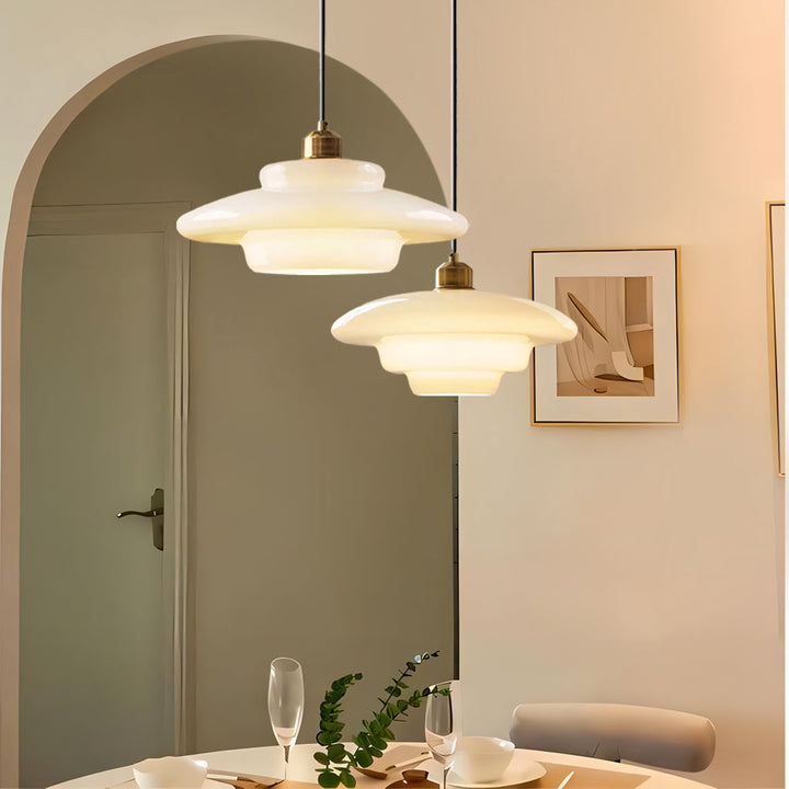 Pendant Light Glass 12.6 in Adjustable Art Deco Dining Room Kitchen Island Hanging Ceiling Lamp | Kalsten