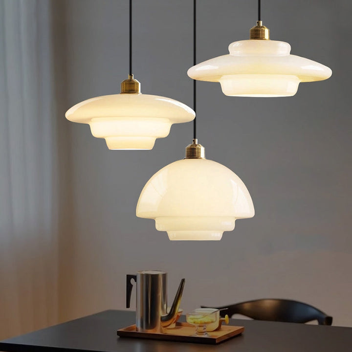 Pendant Light Glass 12.6 in Adjustable Art Deco Dining Room Kitchen Island Hanging Ceiling Lamp | Kalsten