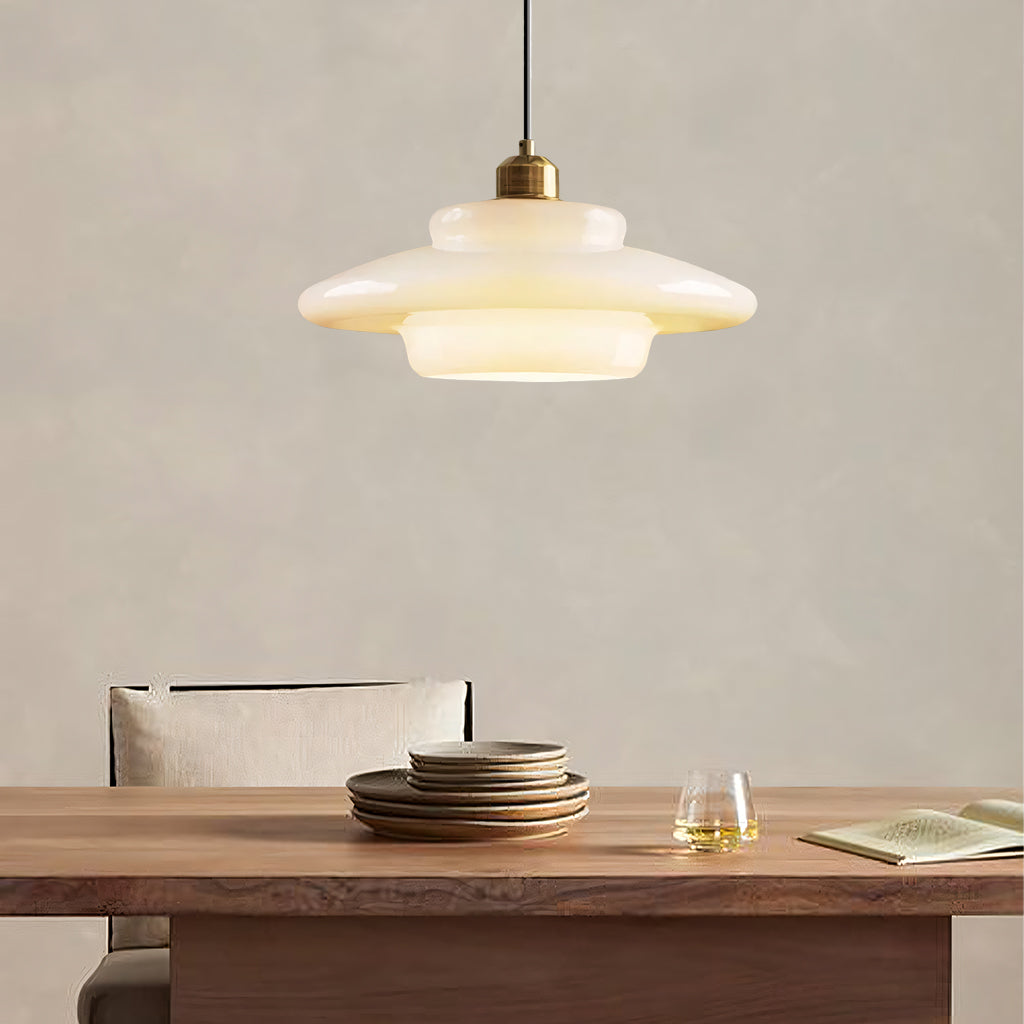 Pendant Light Glass 12.6 in Adjustable Art Deco Dining Room Kitchen Island Hanging Ceiling Lamp | Kalsten