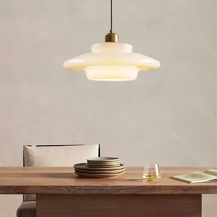 Pendant Light Glass 12.6 in Adjustable Art Deco Dining Room Kitchen Island Hanging Ceiling Lamp | Kalsten
