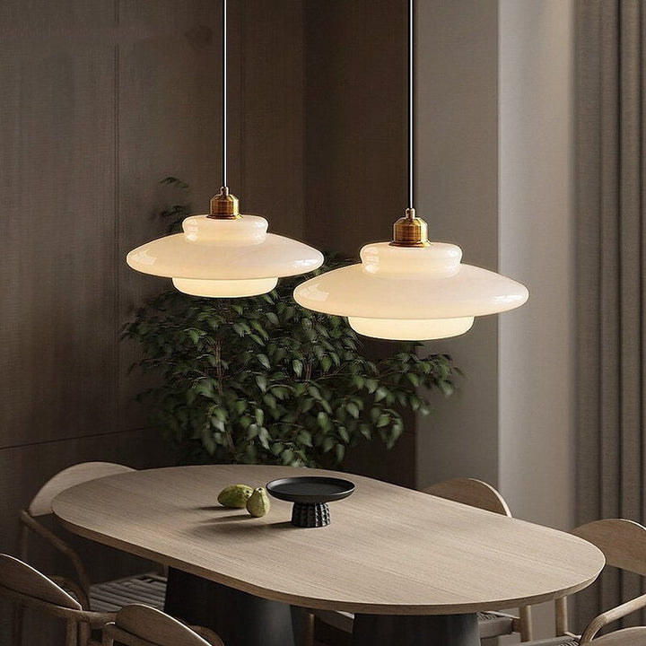 Pendant Light Glass 12.6 in Adjustable Art Deco Dining Room Kitchen Island Hanging Ceiling Lamp | Kalsten